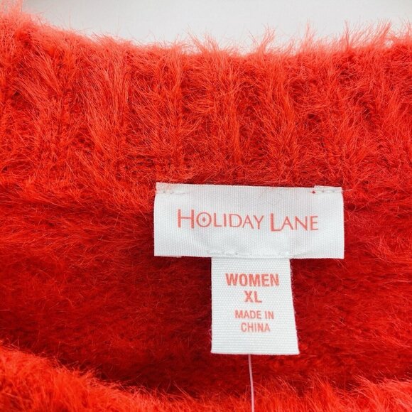 Holiday Lane Womens Size XL Fair Isle Fuzzy Crewneck Sweater in Ruby Red $59 082 - Picture 7 of 9